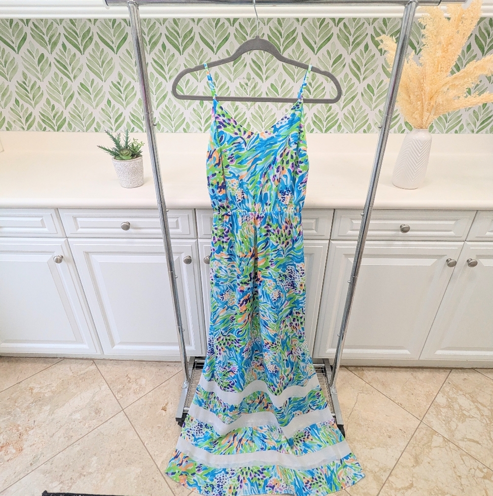 Lilly Pulitzer Deanna Maxi In Sea Soiree Dress XS - Picture 4 of 14